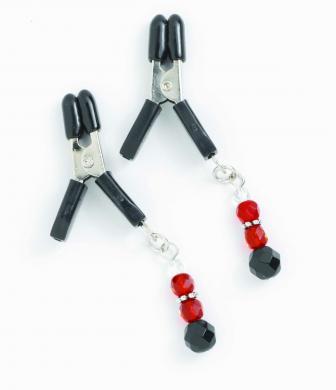 Red Beaded Nipple Clamps With Jumper Cable Tip Red | SexToy.com