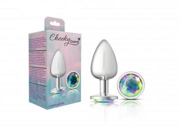 Cheeky Charms Round Clear Iridescent Large Silver Plug