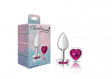 Cheeky Charms Heart Bright Pink Small Silver Plug