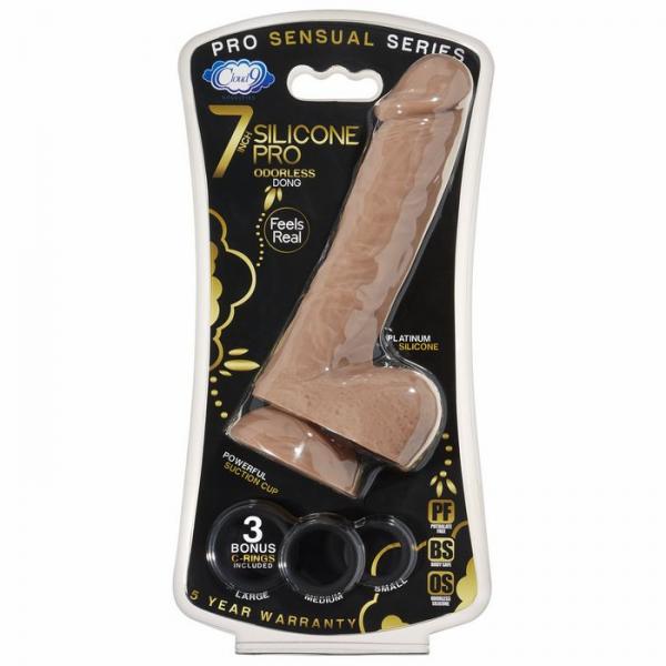 Cloud 9 Platinum Silicone 7 inches Dong Brown Bonus Rings