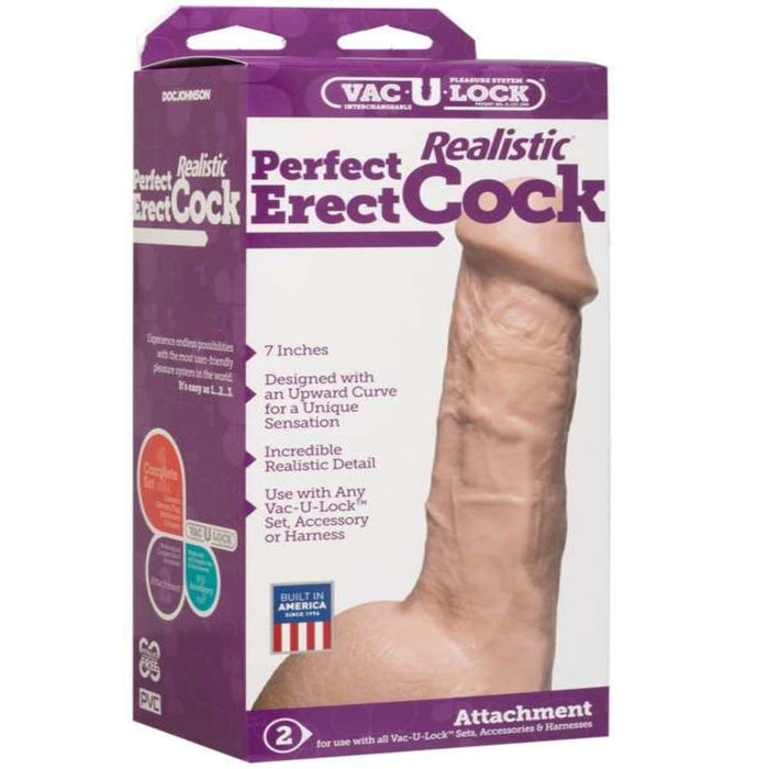 Vac-U-Lock 7" Realistic Perfect Erect Cock - Beige | SexToy.com