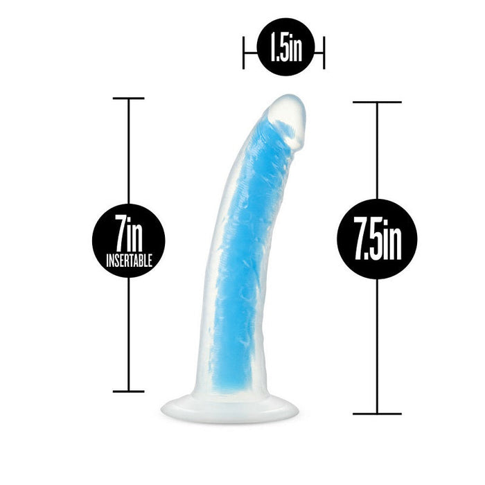 Neo Elite Glow In The Dark 7.5in Dual Density Cock Neon Blue | SexToy.com