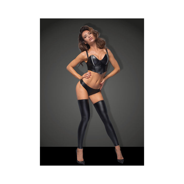Noir Powerwetlook Stocking And Panties With Silver Zipper Large | SexToy.com