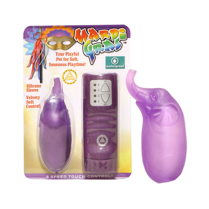 Mardi Gras Waterproof Egg With Silicone Elephant Sleeve- Purple | SexToy.com