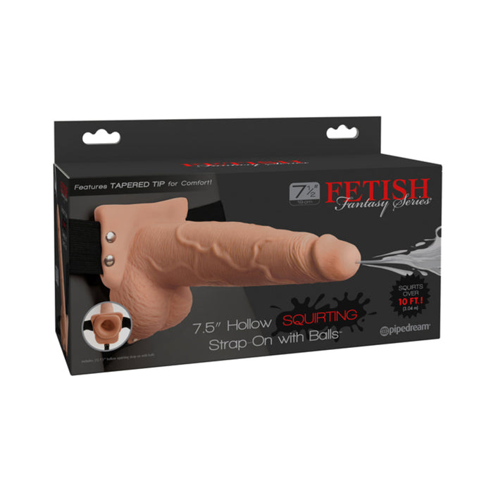 Fetish Fantasy 7.5in Hollow Squirting Strap-on With Balls, Flesh | SexToy.com