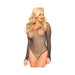 Crystalized Long Sleeved Fishnet Thong Back Bodysuit With Snap Crotch. Black O/s | SexToy.com