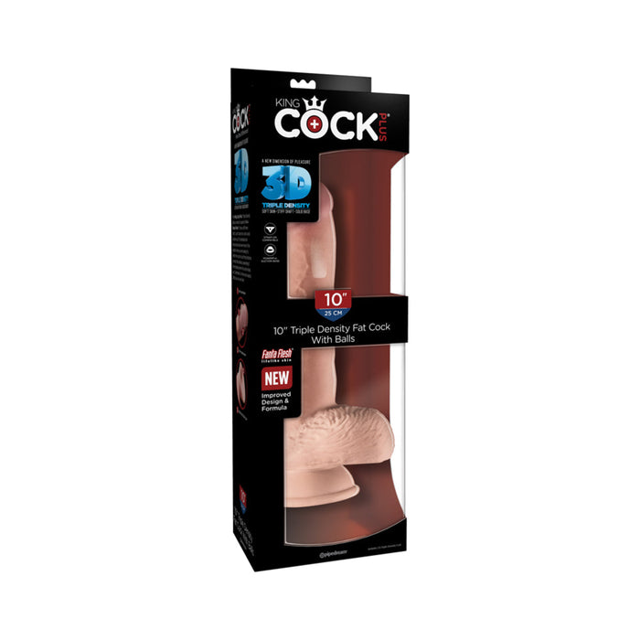 King Cock Triple Density 10 inches Fat Dildo with Balls Beige | SexToy.com