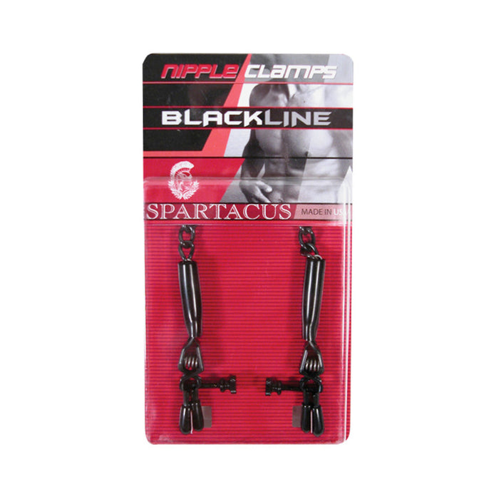 Spartacus Blackline Nipple Clamps Adjustable Rubber Tipped Pinchers | SexToy.com