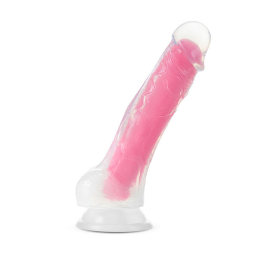 Neo Elite Glow In The Dark Paradise 7.5 In Silicone Cock W/ Balls Neon Pink | SexToy.com
