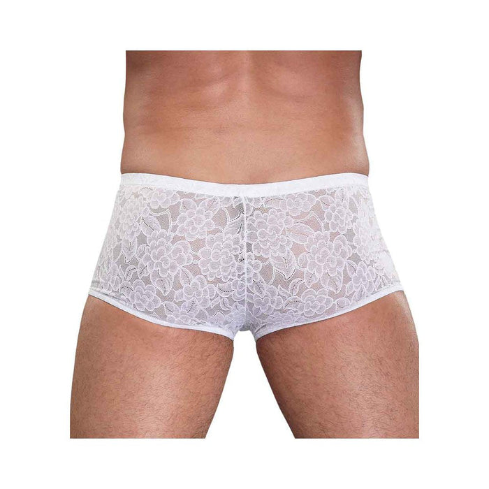 Male Power Stretch Lace Mini Shorts White Medium | SexToy.com